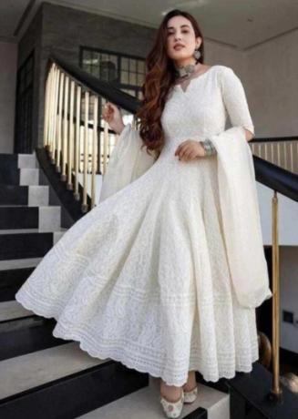 pure-cotton-embroidered-white-long-gown-kurta-with-dupatta-set-for-women-and-girls-big-1