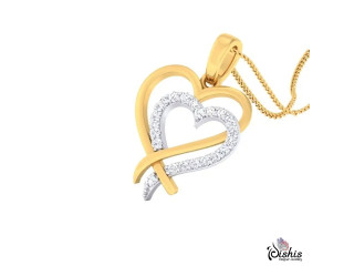 Beautiful Gold And Diamond Heart Pendent by Dishis Designer Jewellery.