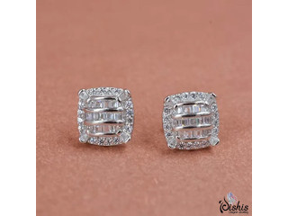 925 Sterling Silver Elegant Ritu Studs Earrings by Dishis Designer jewellery.