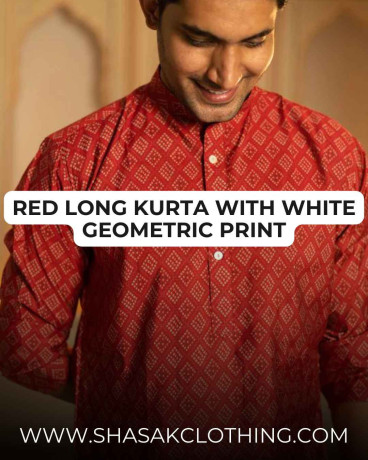 the-muslin-red-long-kurta-with-white-geometric-print-big-2