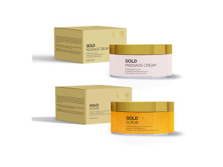 Indulge in Gold: Massage Cream & Facial Scrub Skin Care Combo