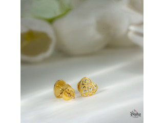 Buy Gold Stud Earrings Design For Daily Use by Dishis Jewels